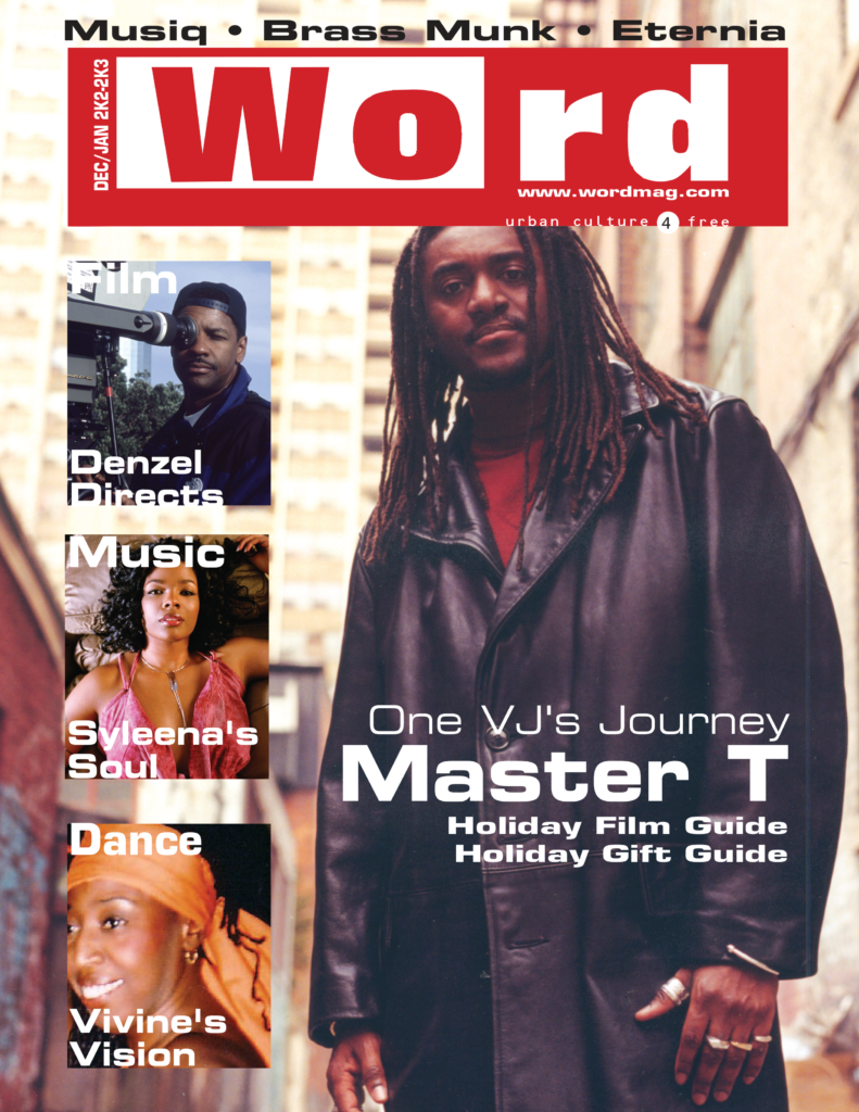 Scan of WORD magazine cover with title "One VJ's journey Master T" dated 2002-2003